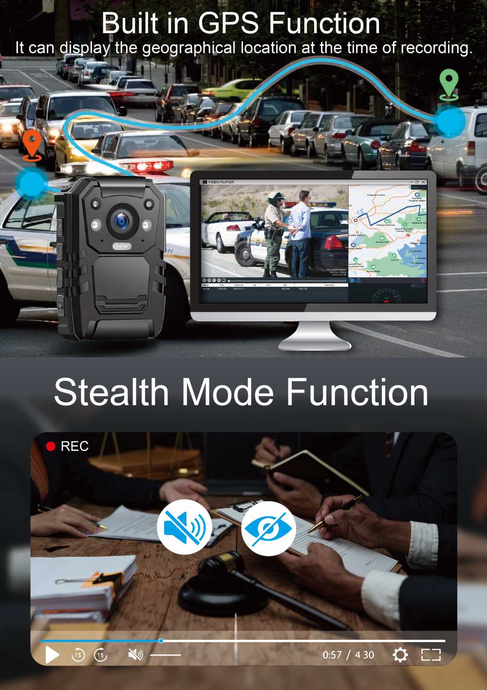 I826 Body Camera GPS