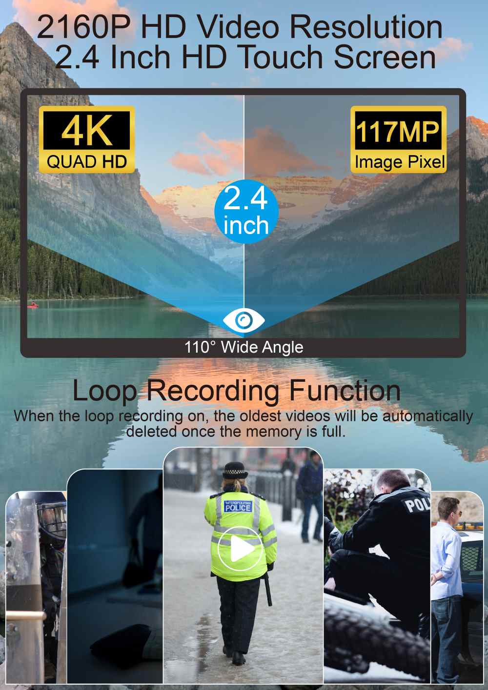 C6 Android 5G Face Recognition Body Worn Camera