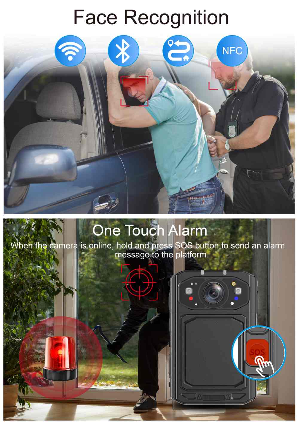 C6 Android 5G Face Recognition Body Worn Camera