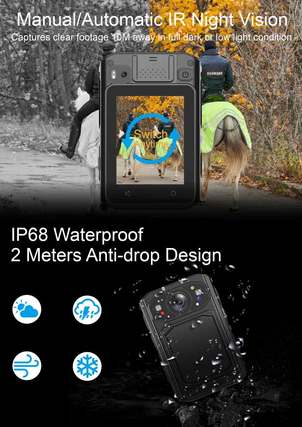 C6 Android 5G Face Recognition Body Worn Camera